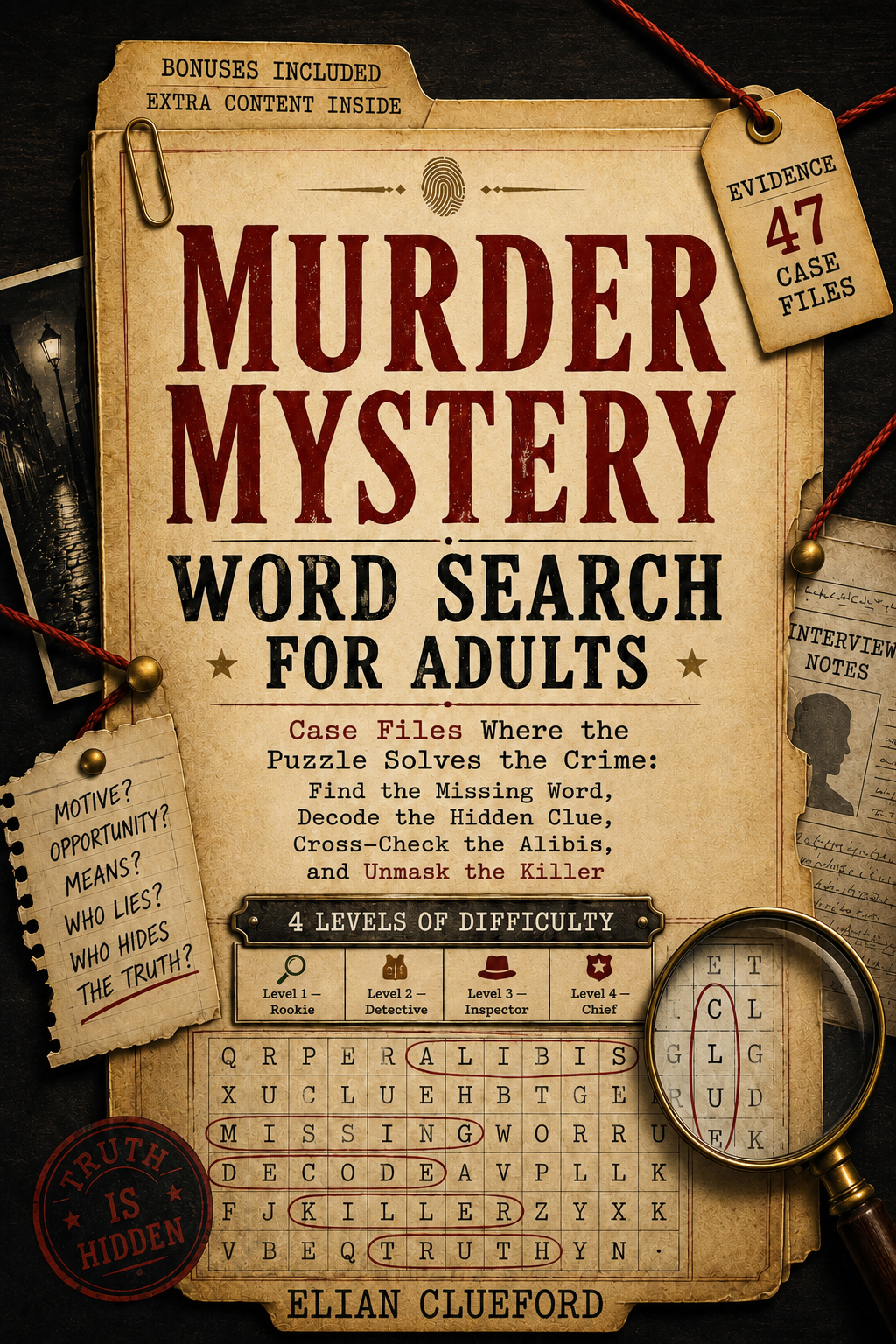 Murder Mystery Word Search for Adults, by Elian Clueford — Evidence Chain, Volume One